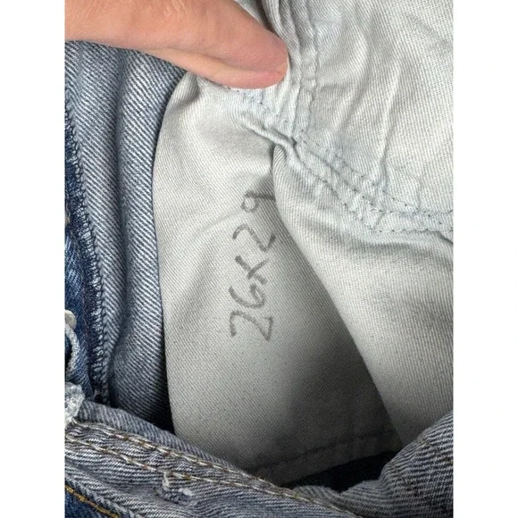 VINTAGE Levis 701 Jeans Womens 26 x 29 Blue Distressed Holes Made USA COOL! - Picture 12 of 14